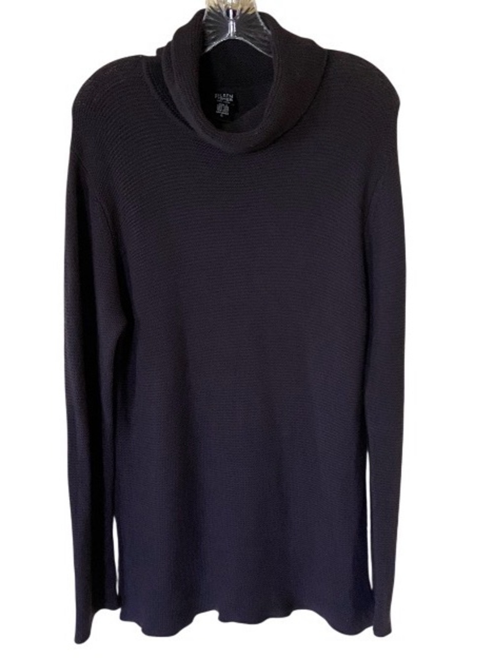 Eileen Fisher New York 100% wool tunic sweater size L in eggplant color